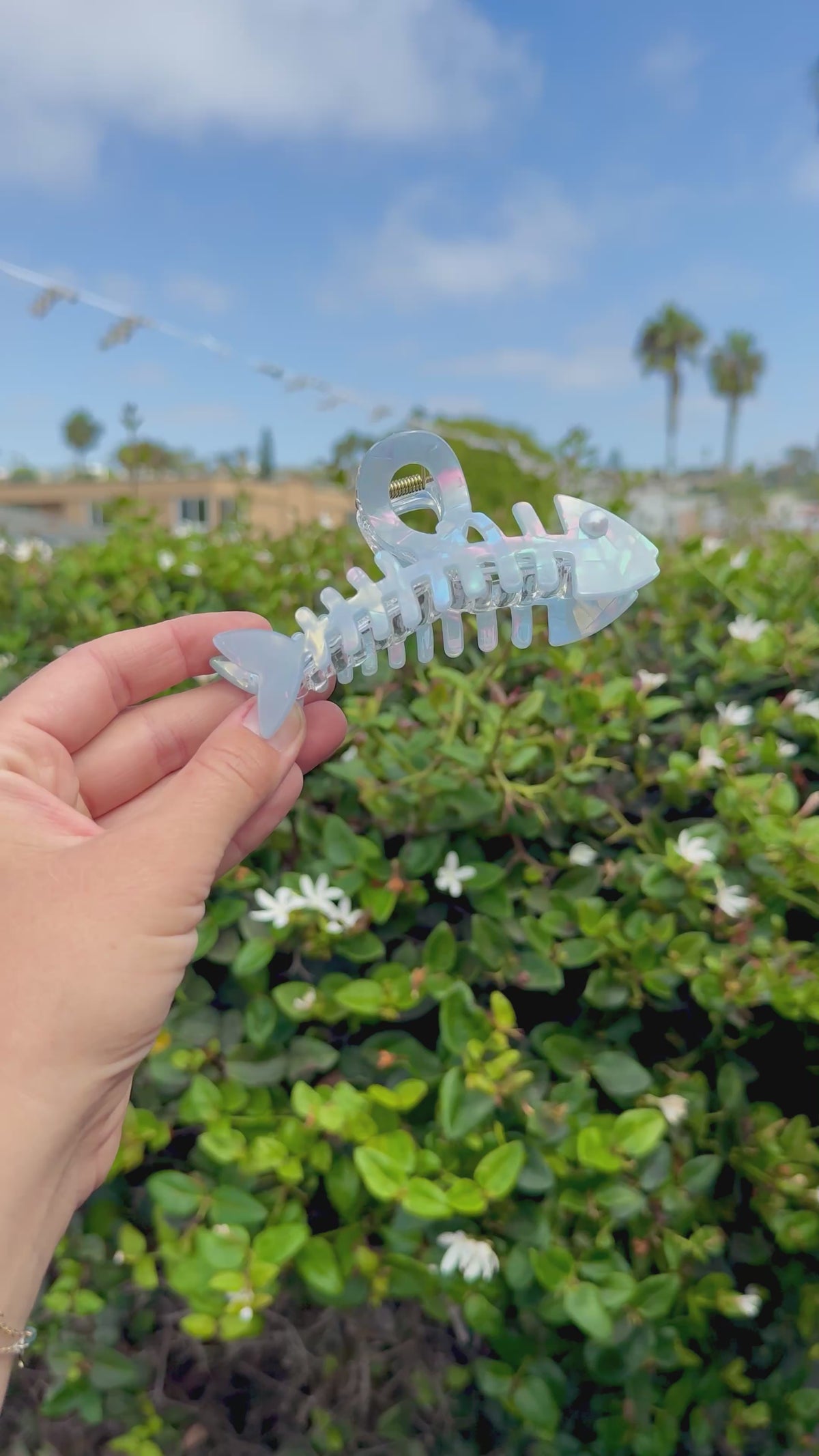 Light Blue Fish Bones Hair Claw Clip