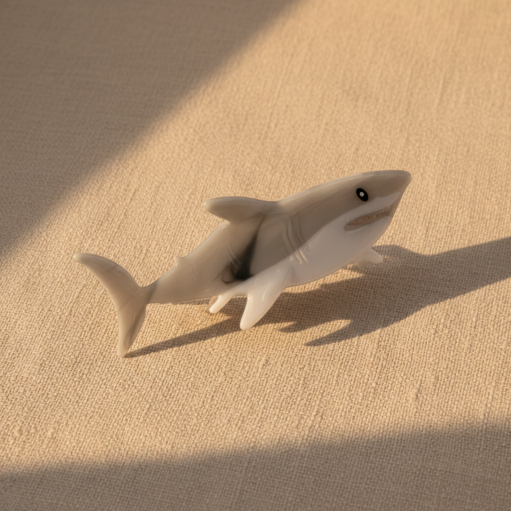 Shark clip - overhead on linen