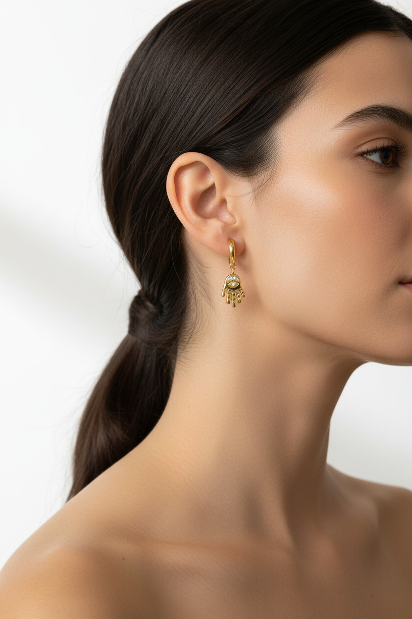 Side profile with subtle earrings