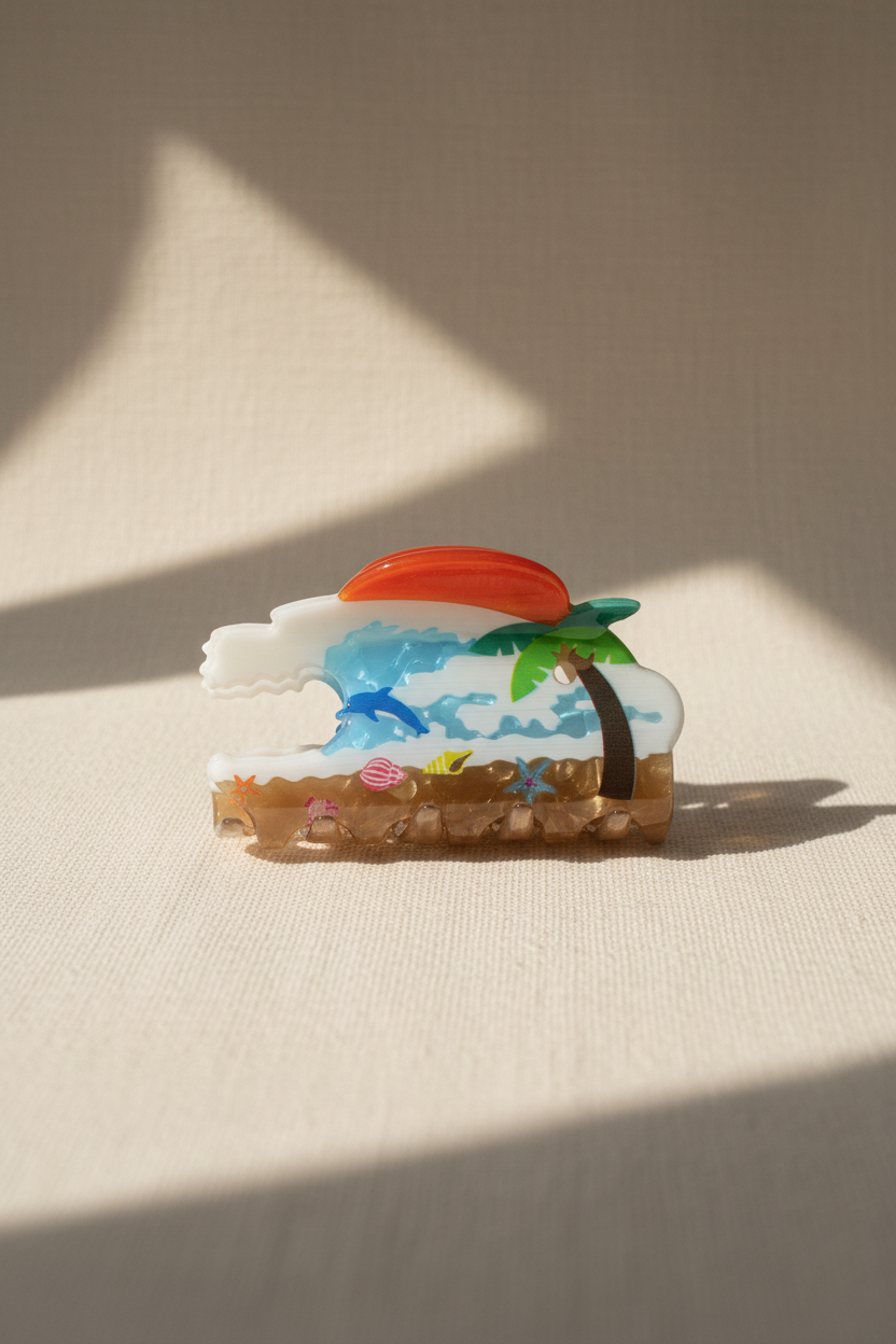 Tropical Beach Scene Hair Claw Clip