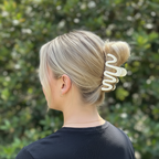 Straight blonde half-up