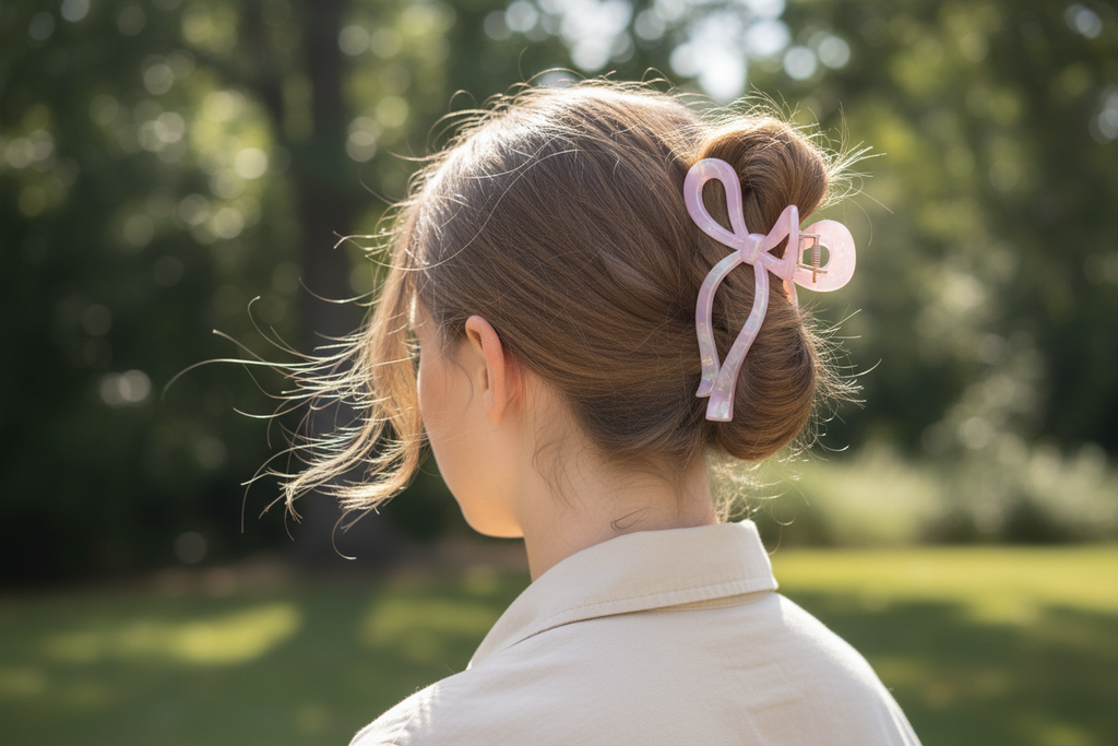 Twisted updo catching light