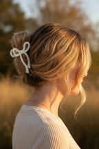 White bow clip - low bun